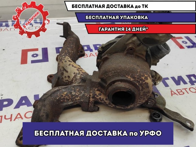 Турбокомпрессор (турбина) Ford Kuga 1496216. С выпускным коллектором 1231936.